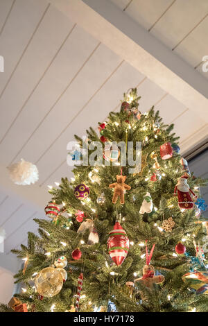 Decorated Christmas tree inside a home Stock Photo