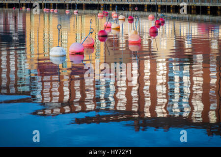 Buoys in Karlskona, Sweden ..... Karlskrona is a locality and the seat of Karlskrona Municipality, Blekinge County, Sweden. Stock Photo