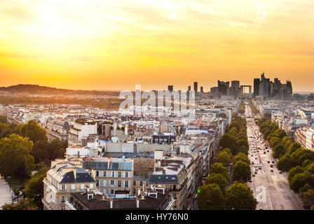 Paris, La Defense at sunset Stock Photo
