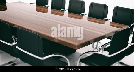 Meeting table and chairs close up. 3d illustration Stock Photo