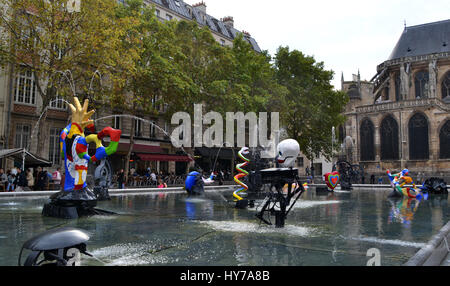 Stravinsky Fountain in Paris, France Stock Photo