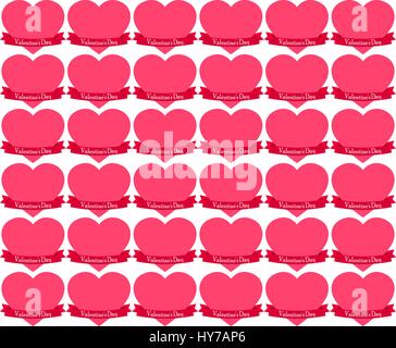 Seamless stickers hearts in tape on Valentine's Day Stock Vector