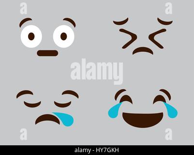 expressions cartoon faces over gray background. colorful design. vector illustration Stock Vector