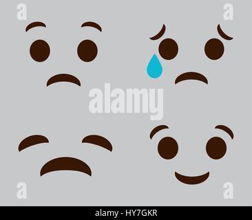 expressions cartoon faces over gray background. colorful design. vector illustration Stock Vector