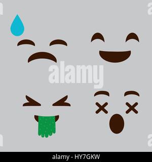 expressions cartoon faces over gray background. colorful design. vector illustration Stock Vector