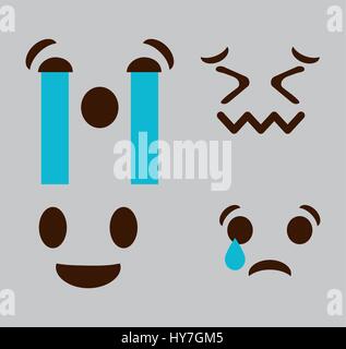 expressions cartoon faces over gray background. colorful design. vector illustration Stock Vector