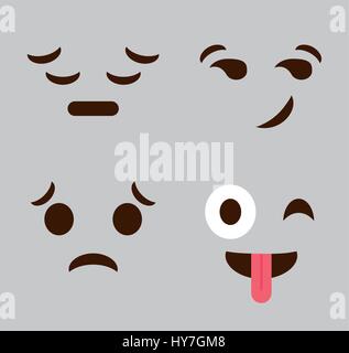 expressions cartoon faces over gray background. colorful design. vector illustration Stock Vector