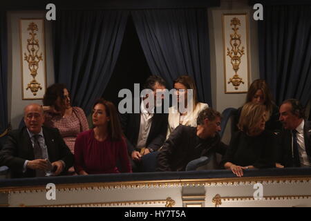 April 2, 2017 - The actor from Malaga Antonio Banderas accompanied by his girlfriend Nicole Kimpel attends the Pregon de Semana Santa de Malaga at the Cervantes Theater Credit: Fotos Lorenzo Carnero/ZUMA Wire/Alamy Live News Stock Photo