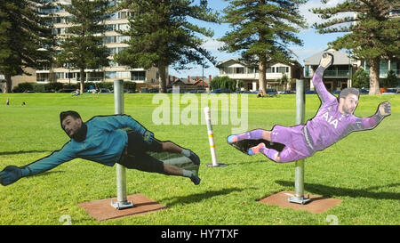 Adelaide Australia. 2nd April 2017. Members of the Tottenham Supporters club based in Adelaide bring out cardboard cutouts  of their favorite players and  Spurs goalkeeper Hugo Lloris  following their team's victory  against Burnley in the English Premier League Credit: amer ghazzal/Alamy Live News Stock Photo