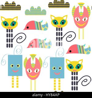 Monsters  seamless pattern. It is located in swatch menu, vector image. Cute tile background for design. Abstract animal  backdrop. Stock Vector