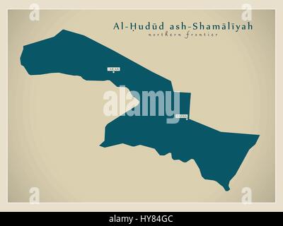 Modern Map - Al-Hudud ash-Shamaliyah SA Stock Vector