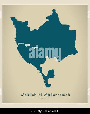 Modern Map - Makkah al-Mukarramah SA Stock Vector