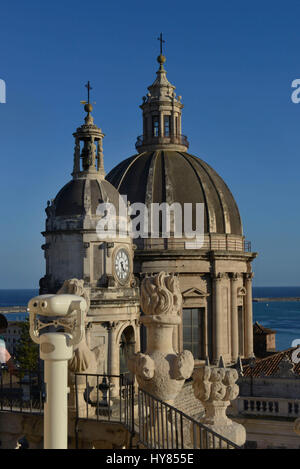 Dome, cathedral, Piazza Duomo, Catania, Sicily, Italy, Kuppel, Dom, Sizilien, Italien Stock Photo