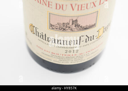 Wine label of a bottle of Chateauneuf-du-Pape Stock Photo