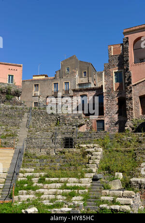 Teatro Romano, via Vittorio Emanuele II, Catania, Sicily, Italy, Via Vittorio Emanuele II, Sizilien, Italien Stock Photo