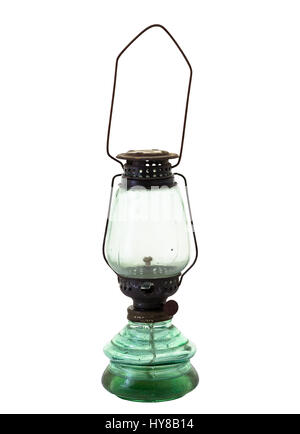 Old and rusty strom lantern isolated on white background and clipping path Stock Photo