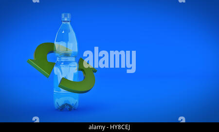 Plastic bottle recycling concept. 3d rendering Stock Photo