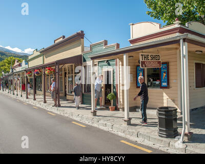 Buckingham Street in Arrowtown.. Arrowtown is a historic gold mining town near Queenstown in Central Otago, New Zealand. Stock Photo