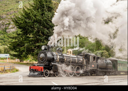 Kingston Flyer in Kingston, New Zealand. This well-preserved steam train from the 1870’s , previously a popular tourist attraction, is currently not i Stock Photo