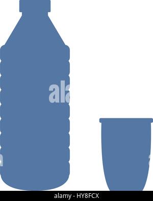 water bottle with glass icon illustrated on white background in vector Stock Vector