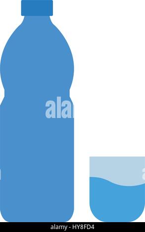 water bottle with glass icon illustrated on white background in vector Stock Vector