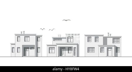 Illustration of modern thin line family housees Stock Vector