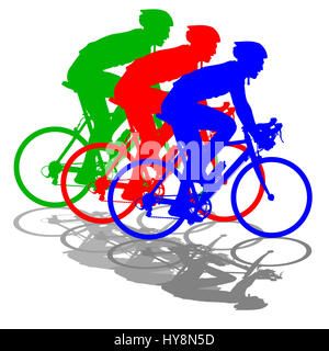 Silhouette of a cyclist male.  illustration. Stock Photo