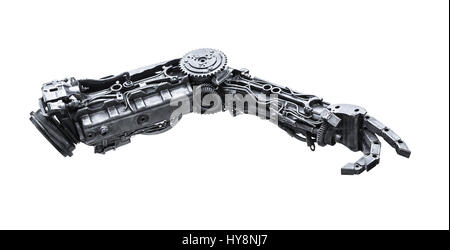 Robot hand made from machine part isolated on white background with clipping path Stock Photo