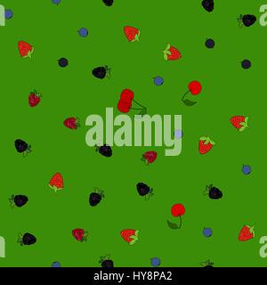 abstract vector doodle chaotic berry seamless pattern Stock Vector