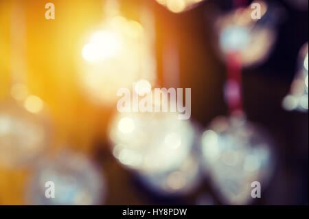 Blurred bokeh background created by neon lights Stock Photo