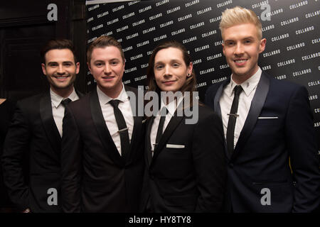 Celebs attend a party for the much anticipated launch of the new album by Collabro - Home at the Soho Sanctum Hotel, London  Featuring: Collabro Where: London, United Kingdom When: 02 Mar 2017 Stock Photo