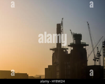 Battersea Power Station under development with one chimney missing Stock Photo