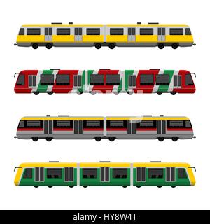 Modern high speed city subway trains vector set Stock Vector