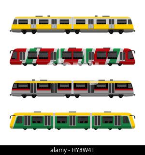 Modern high speed city subway trains vector set Stock Vector