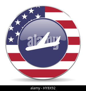 Arrivals usa design web american round internet icon with shadow on white background. Stock Photo