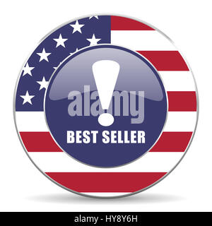 Best seller usa design web american round internet icon with shadow on white background. Stock Photo