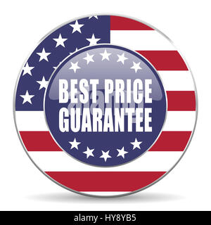 Best price guarantee usa design web american round internet icon with shadow on white background. Stock Photo