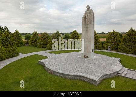 St. Julien Canadian Memorial at at Vancouver Corner, Flanders Belgium, to the Canadian soldiers who died during the first German gas attack of WW1. Stock Photo