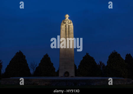 St. Julien Canadian Memorial at at Vancouver Corner, Flanders Belgium, to the Canadian soldiers who died during the first German gas attack of WW1. Stock Photo