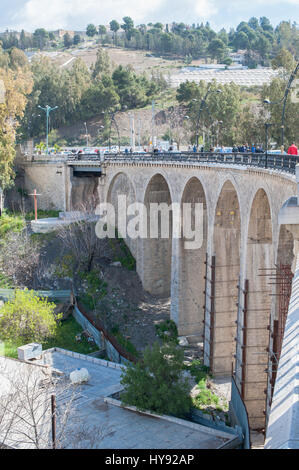 CONSTANTINE, ALGERIA - MARCH 07, 2017: Sidi Rasheed Bridge part of the Rhumel siting high on the rocks with a view of the old city.These bridges exist Stock Photo