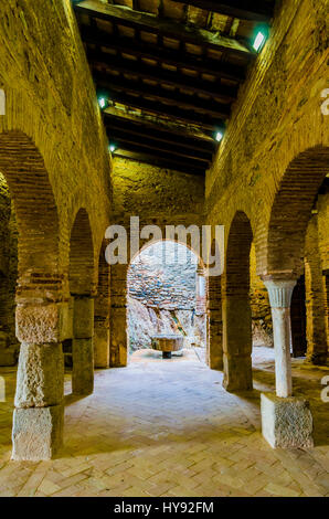 The Almonaster la Real mosque was an Islamic oratory, built during the Caliphate of Cordoba between the 9th and 10th centuries, inside Almonaster Cast Stock Photo