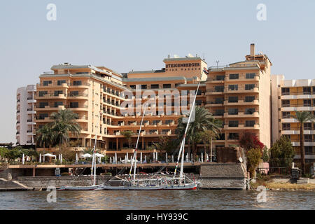 Steigenberger Hotel on the east bank of the River Nile at Luxor Stock Photo