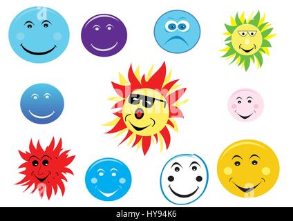 smiley faces icons on white background Stock Vector