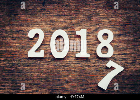 Wooden numbers forming the number 2018, For the new year 2018 on a ...