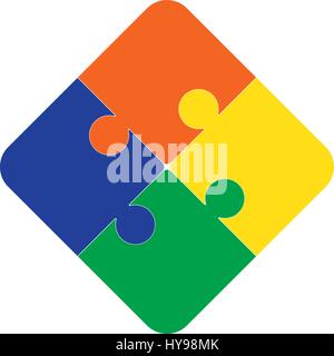 Colorful jigsaw puzzle vector, four pieces isolated Stock Vector
