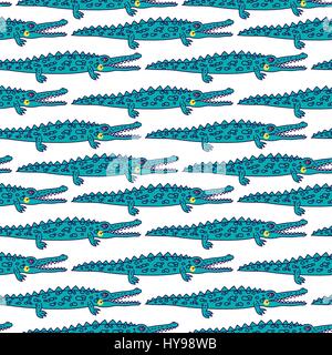 Funny crawling crocodile - vector. Stock Vector