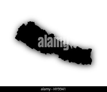 Map of Nepal, on black background, map with flag Stock Photo - Alamy