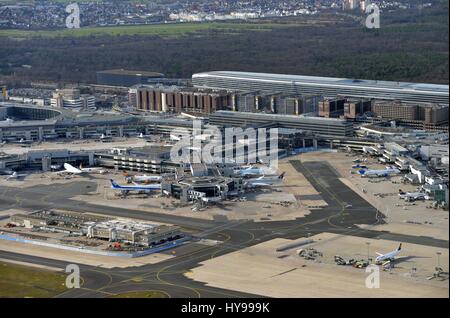 Aerial photography of Frankfurt Rhein Main Airport on March eleventh 2017 | usage worldwide Stock Photo