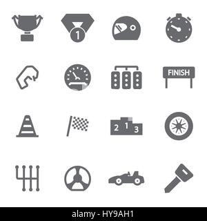 Vector black racing icons set on white background Stock Vector
