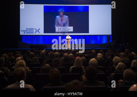 Scottish Conservative members and delegates attend the annual Scottish Conservative Conference at the SECC in Glasgow  Featuring: Theresa May Where: Glasgow, United Kingdom When: 03 Mar 2017 Stock Photo